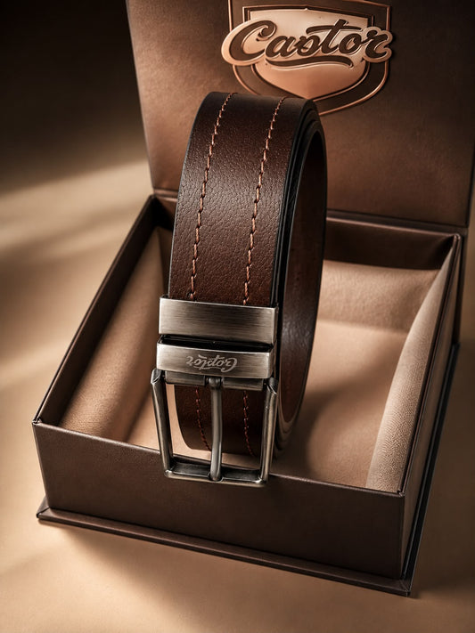 Men leather reversible formal belt