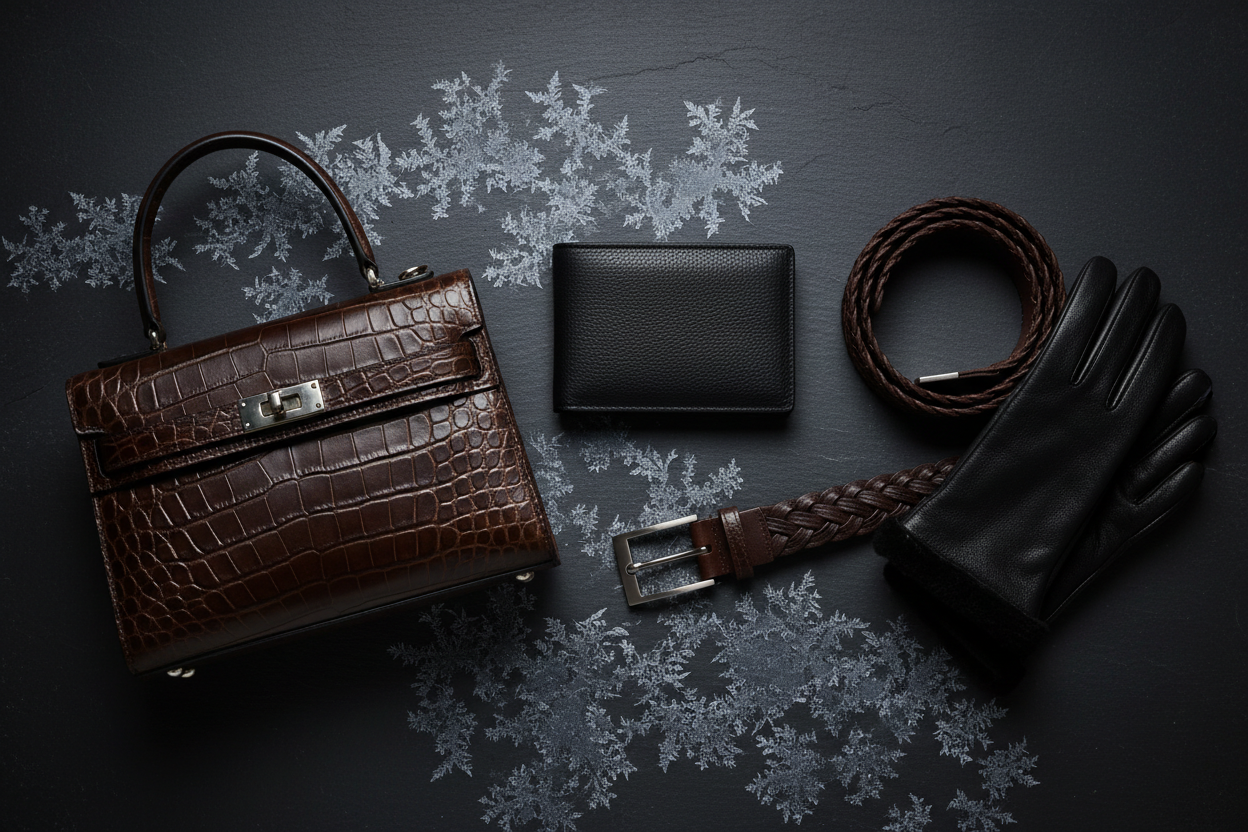 Winter Leather Collection Flat Lay
